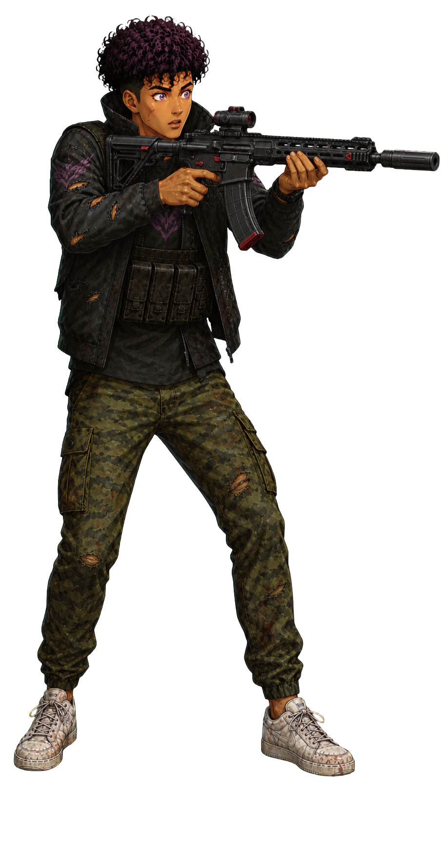 Roku holding his rifle